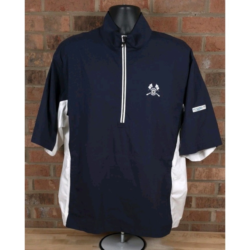 FootJoy DryJoys HydroLite Waterproof Golf Windshirt Jacket L Blue Half Sleeve